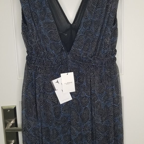 NWT Isabel Marant Etoile Estelle Plunging V-Neck Dress Black Blue White Dots 38 - Picture 8 of 11